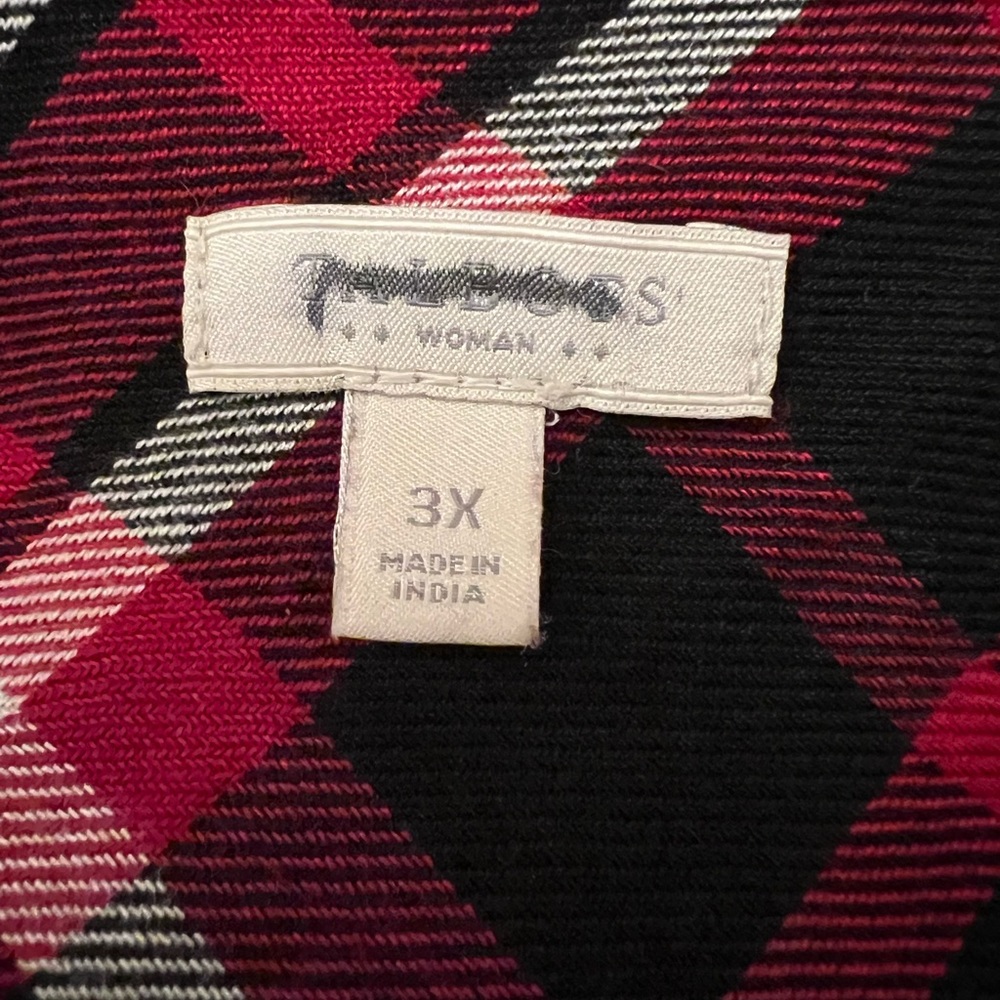 Talbots Red/Black/White Flannel Pattern Long Slee… - image 2